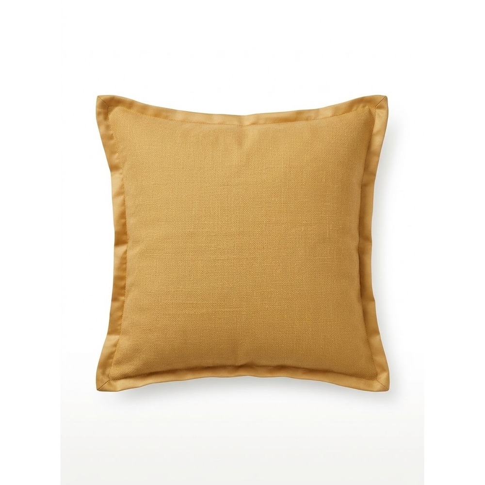 Pottery Barn Mustard Yellow 100% Linen Square Throw Pillow Cover 20x20 Flange